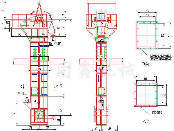 板链斗式提升机产品外形图-新乡市同鑫振动机械有限公司